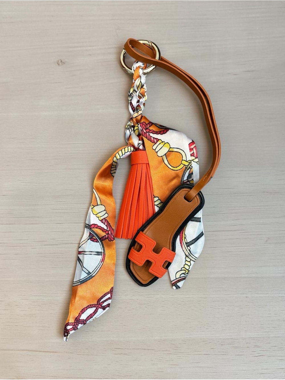 Orange Twilly Sandal Bag Charm with Tassel